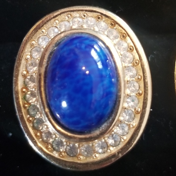 Lapis Clip On Earrings - Picture 2 of 3